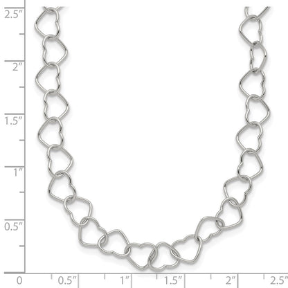 Sterlingsilber 18inch Poliert Fantasie Herz Glieder Halskette