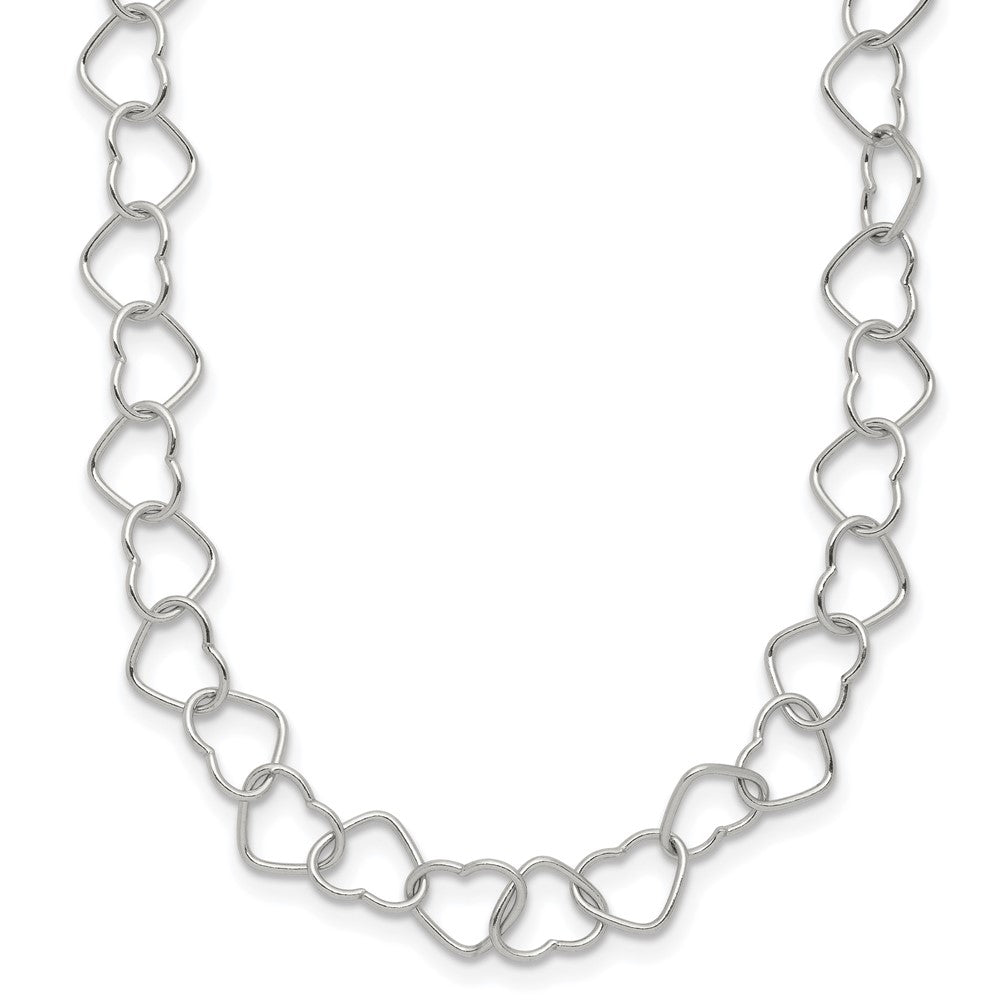 Sterlingsilber 18inch Poliert Fantasie Herz Glieder Halskette