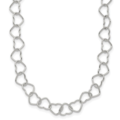 Sterlingsilber 18inch Poliert Fantasie Herz Glieder Halskette