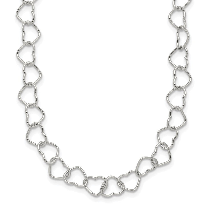 Sterlingsilber 18inch Poliert Fantasie Herz Glieder Halskette