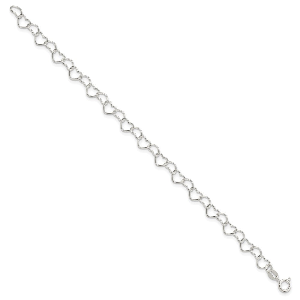 Sterlingsilber Poliert Fantasie Herz Glieder Armband