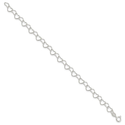 Sterlingsilber Poliert Fantasie Herz Glieder Armband