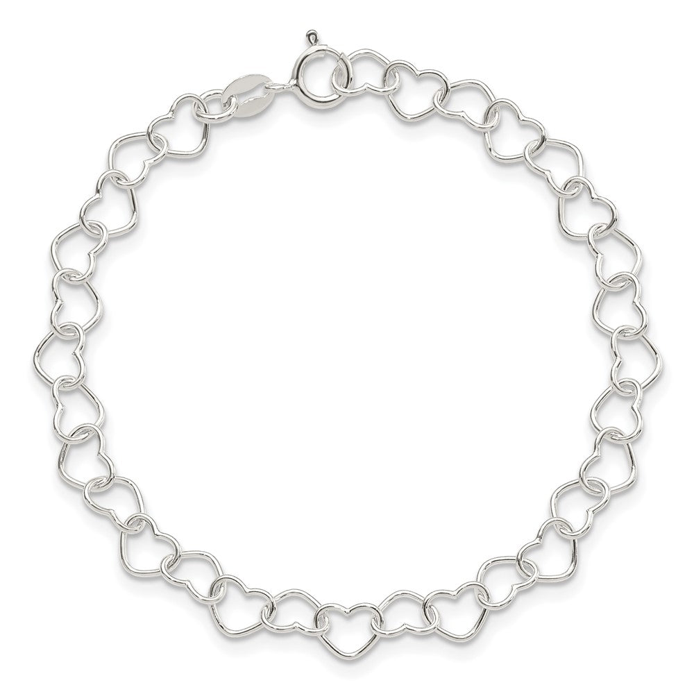 Sterlingsilber Poliert Fantasie Herz Glieder Armband