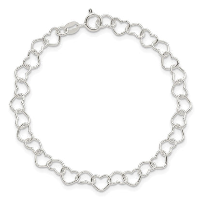 Sterlingsilber Poliert Fantasie Herz Glieder Armband