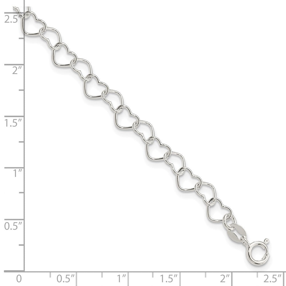 Sterlingsilber Poliert Fantasie Herz Glieder Armband