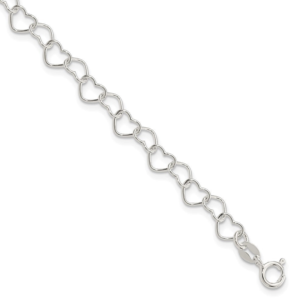 Sterlingsilber Poliert Fantasie Herz Glieder Armband