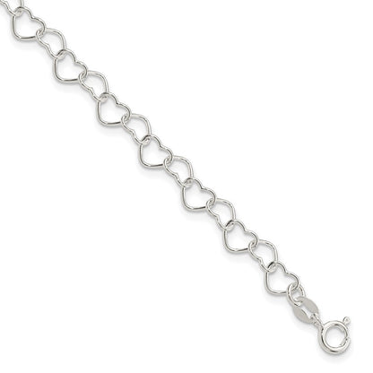 Sterlingsilber Poliert Fantasie Herz Glieder Armband