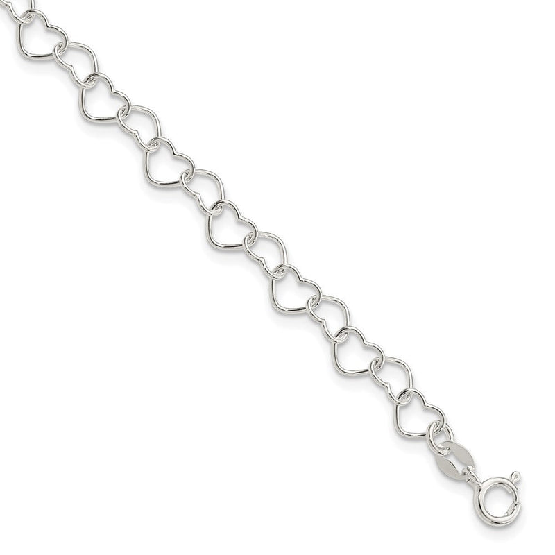 Sterlingsilber Poliert Fantasie Herz Glieder Armband