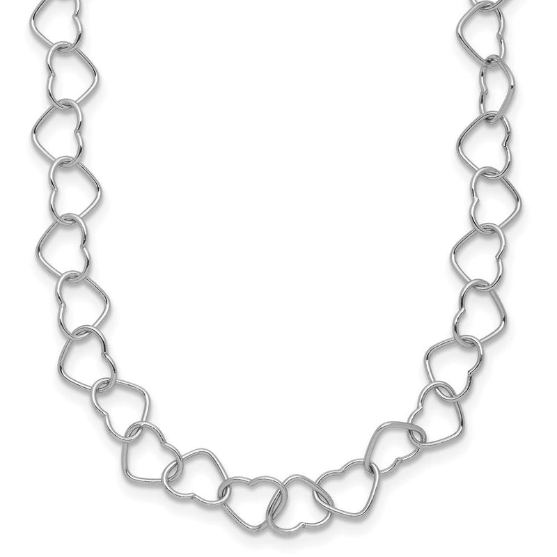 Sterlingsilber Rhodiniert 18inch Poliert Fantasie Herz Glieder Halskette
