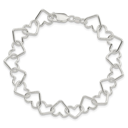 Sterlingsilber Poliert Fantasie Groß Herz Glieder Armband