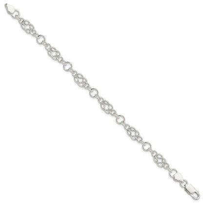 7.5 Zoll Sterlingsilber 7.5inch Poliert Fantasie Knoten-link Armband