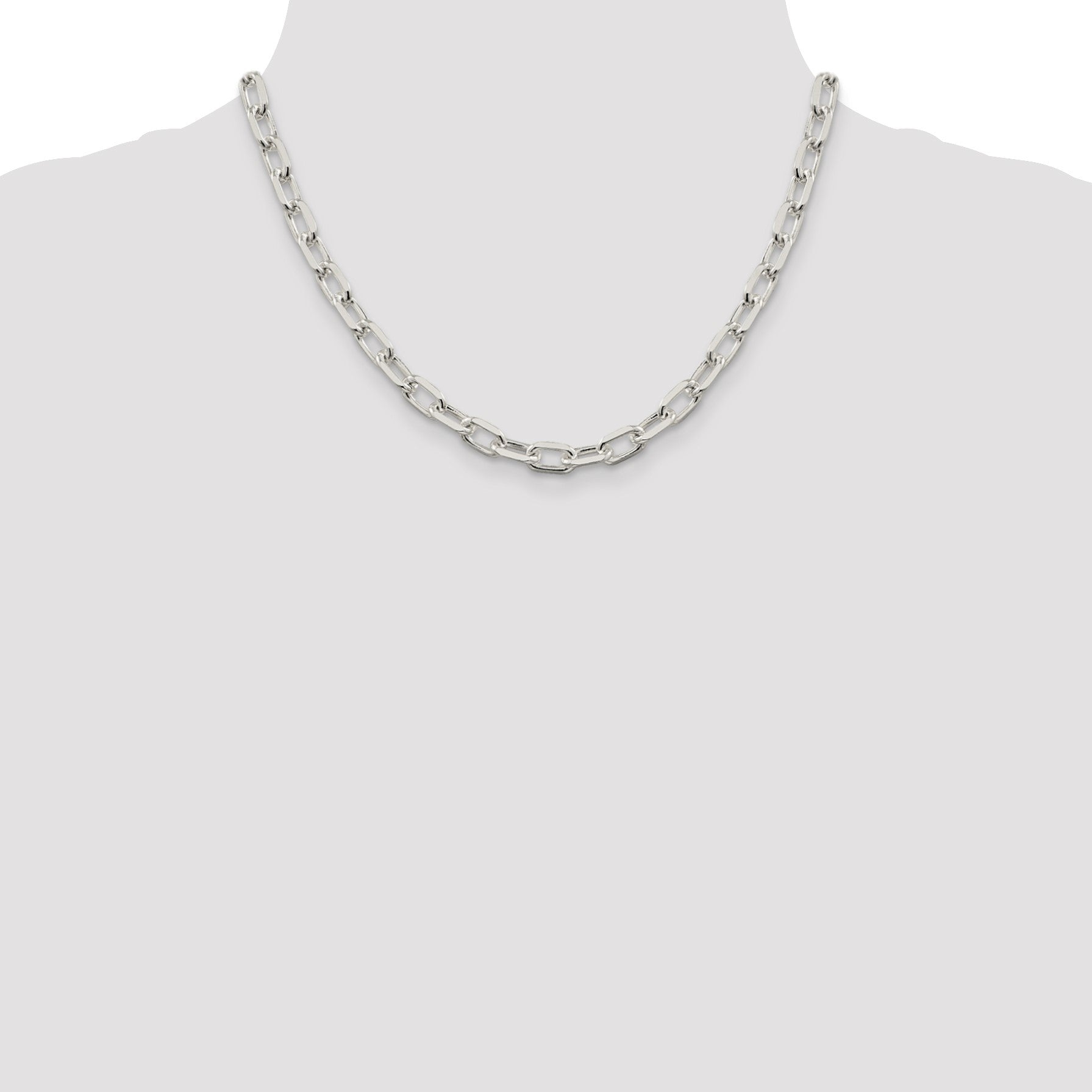 18 Zoll Sterlingsilber 7.5mm Diamantiert Lang Glieder Ankerkette Halskette