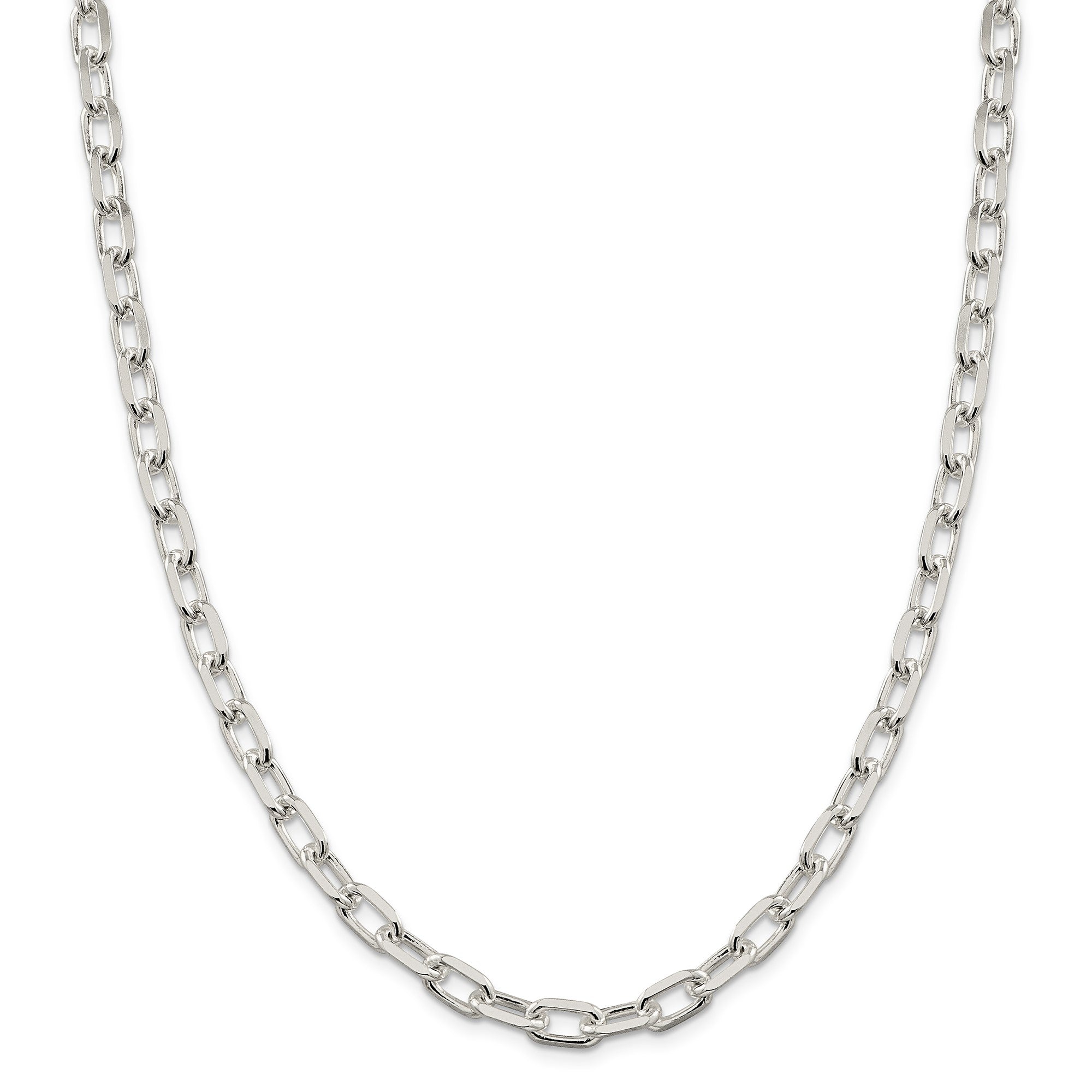18 Zoll Sterlingsilber 7.5mm Diamantiert Lang Glieder Ankerkette Halskette