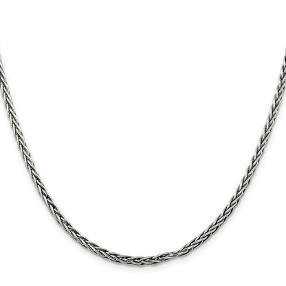 Sterlingsilber Antikisiert 3.25mm Massiv Quadratisch Ährenkette Halskette