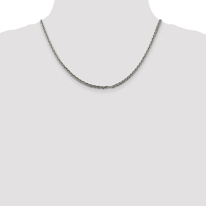 Sterlingsilber Antikisiert 3.25mm Massiv Quadratisch Ährenkette Halskette