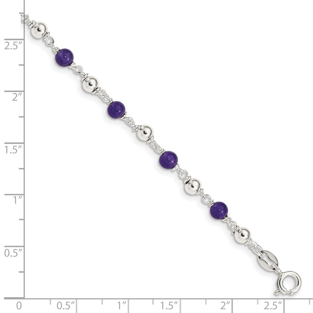 7 Zoll Sterlingsilber 7inch Poliert Amethyst Gekugelt Armband