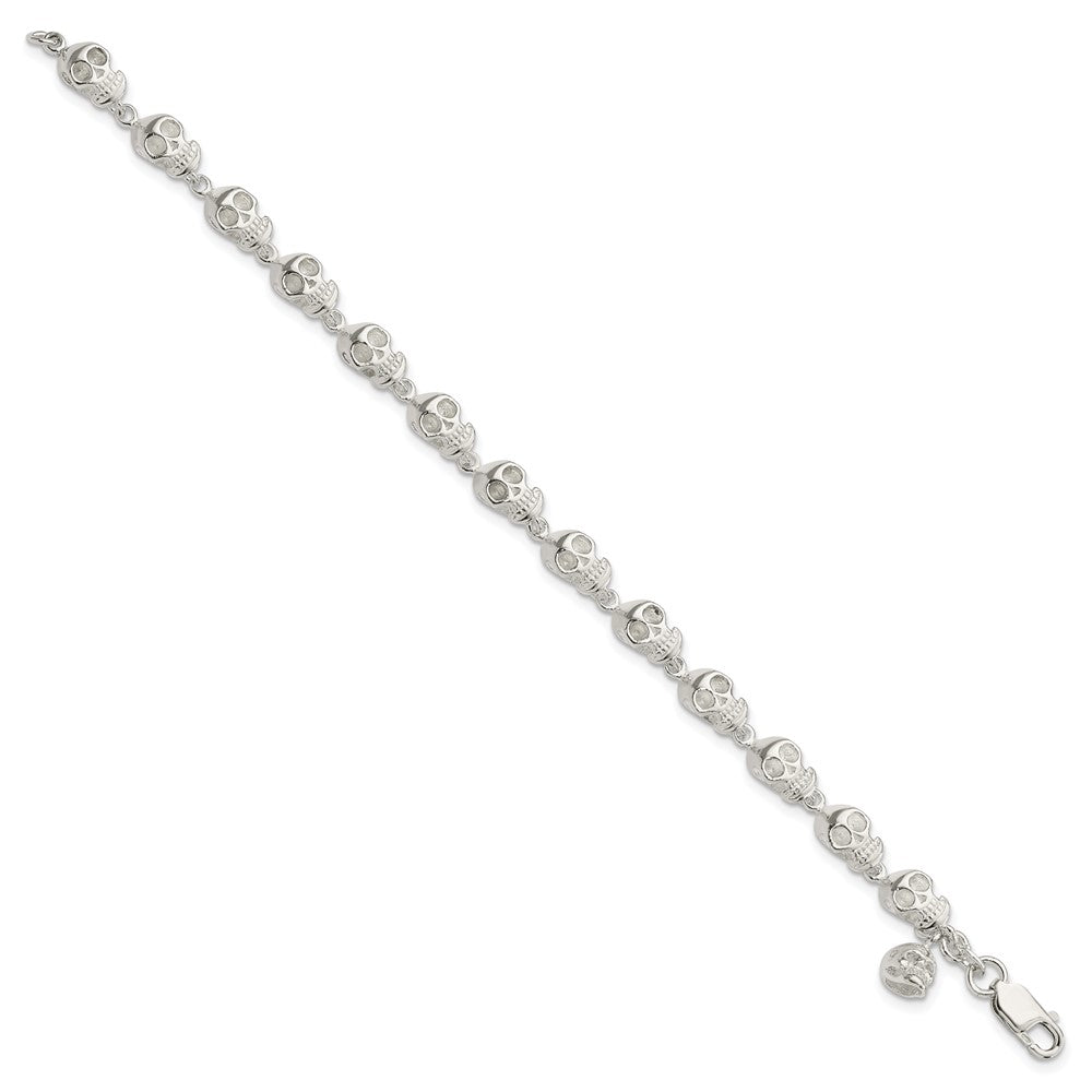 7 Zoll Sterlingsilber Totenkopf Armband
