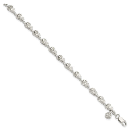 7 Zoll Sterlingsilber Totenkopf Armband
