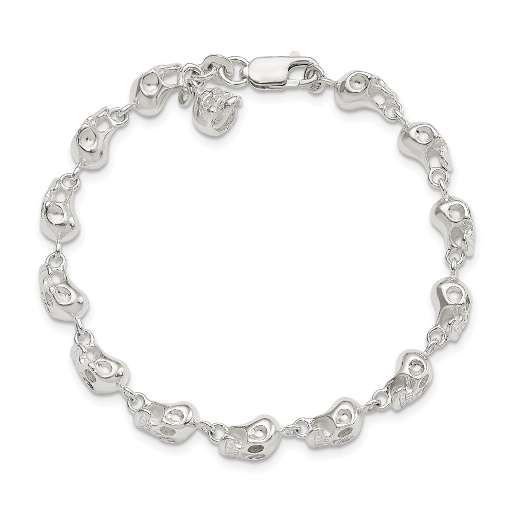7 Zoll Sterlingsilber Totenkopf Armband