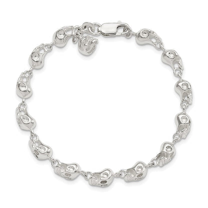 7 Zoll Sterlingsilber Totenkopf Armband