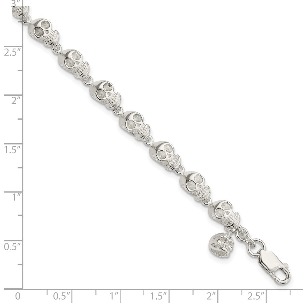 7 Zoll Sterlingsilber Totenkopf Armband