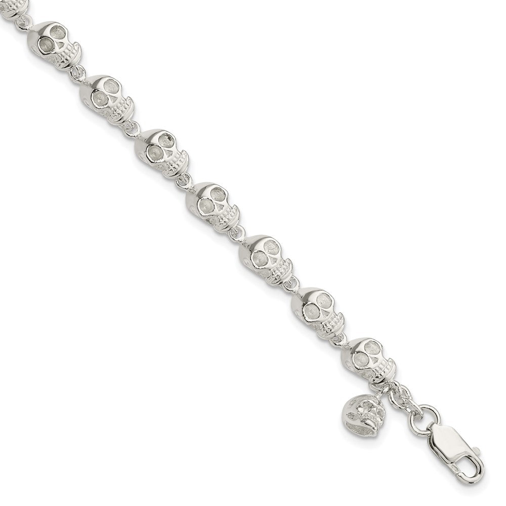 7 Zoll Sterlingsilber Totenkopf Armband