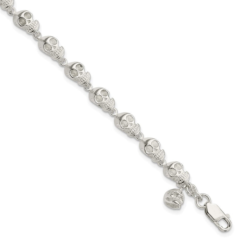 7 Zoll Sterlingsilber Totenkopf Armband