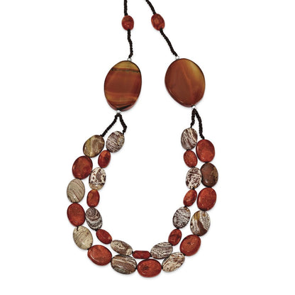Sterlingsilber Carnelian/reconstituted Coral/red Zebra Jasper Halskette