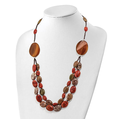 Sterlingsilber Carnelian/reconstituted Coral/red Zebra Jasper Halskette
