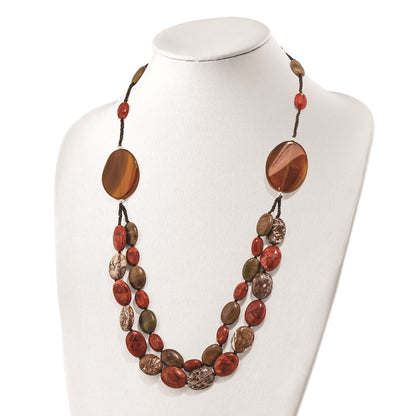 Sterlingsilber Carnelian/reconstituted Coral/red Zebra Jasper Halskette