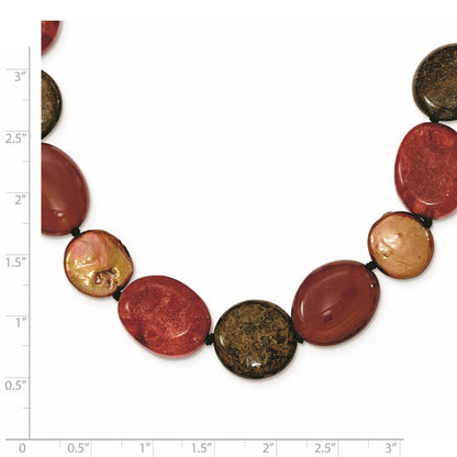 Sterlingsilber Tiger Eyes/carnelian/reconst. Coral/fw Cult. Perle Halskette