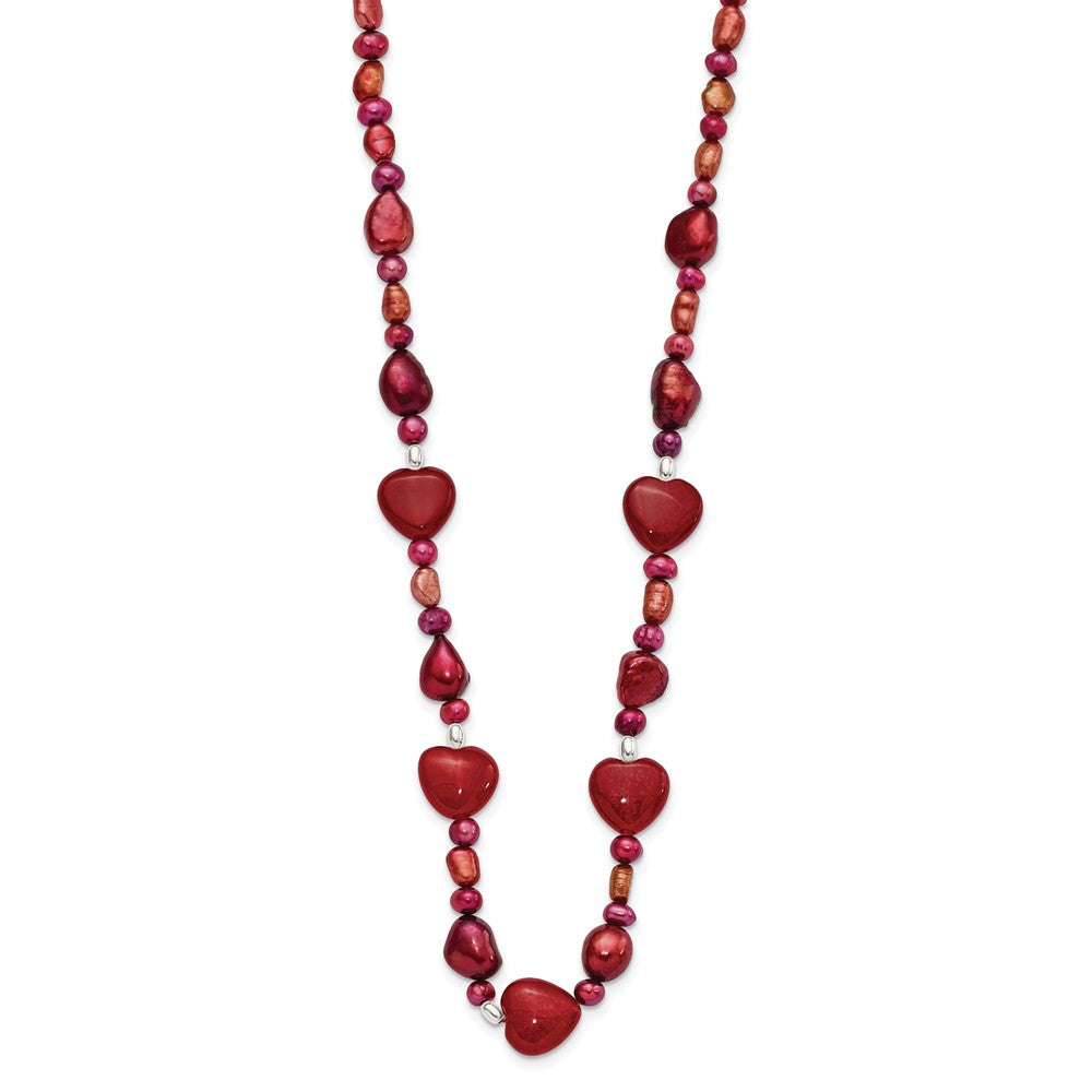 Sterlingsilber Rot Jade Herzen/fw Zuchtperle Halskette