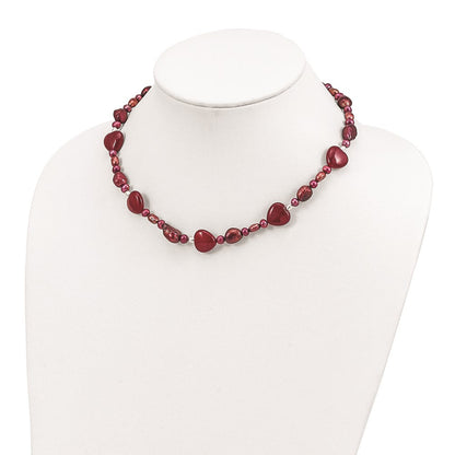 Sterlingsilber Rot Jade Herzen/fw Zuchtperle Halskette
