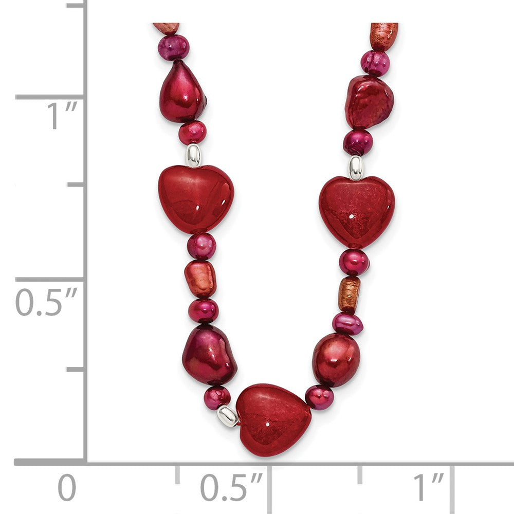 Sterlingsilber Rot Jade Herzen/fw Zuchtperle Halskette