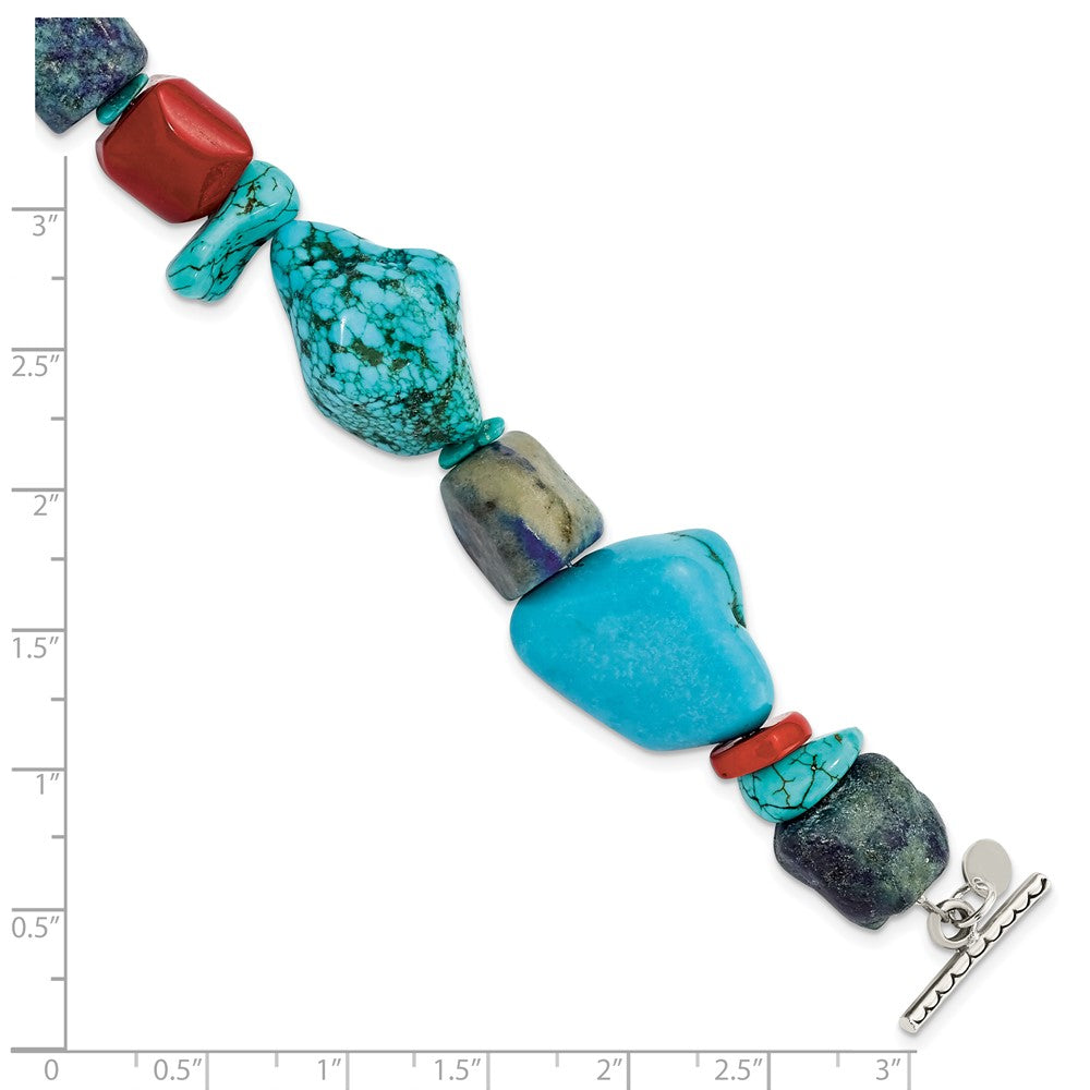 8 Zoll Sterlingsilber Rot Coral/howlite/lapis/turquoise Armband