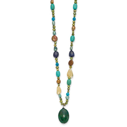 Sterlingsilber Citrin/lapis/agate/howlite/jade/chrysocolla/necklace