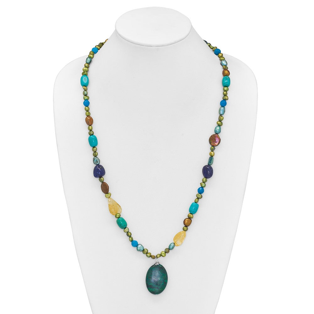 Sterlingsilber Citrin/lapis/agate/howlite/jade/chrysocolla/necklace