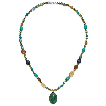 Sterlingsilber Citrin/lapis/agate/howlite/jade/chrysocolla/necklace