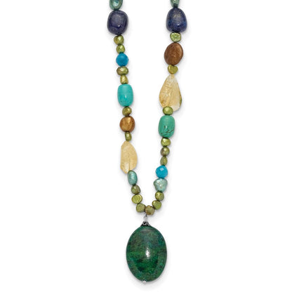 Sterlingsilber Citrin/lapis/agate/howlite/jade/chrysocolla/necklace