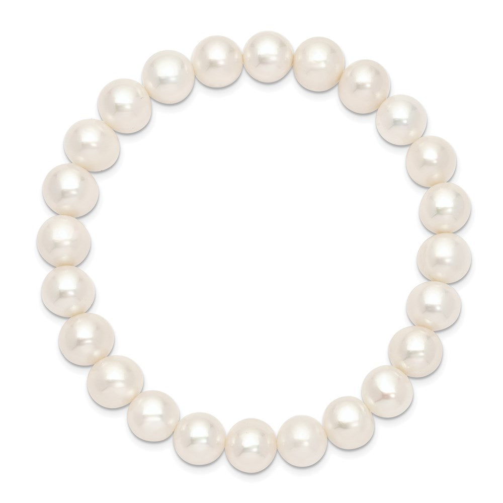 7.5 Zoll 8-9mm Weiß Nahe-round Süßwasser Zuchtperle Dehnbar Armband