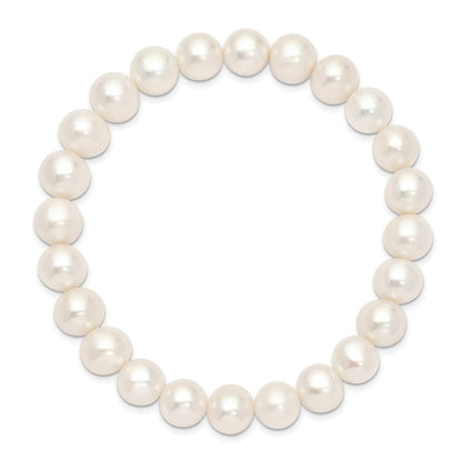7.5 Zoll 8-9mm Weiß Nahe-round Süßwasser Zuchtperle Dehnbar Armband