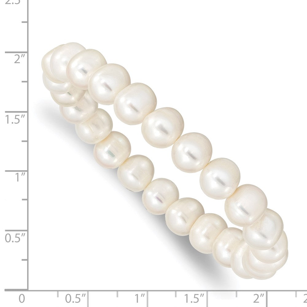 7.5 Zoll 8-9mm Weiß Nahe-round Süßwasser Zuchtperle Dehnbar Armband