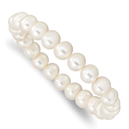 7.5 Zoll 8-9mm Weiß Nahe-round Süßwasser Zuchtperle Dehnbar Armband