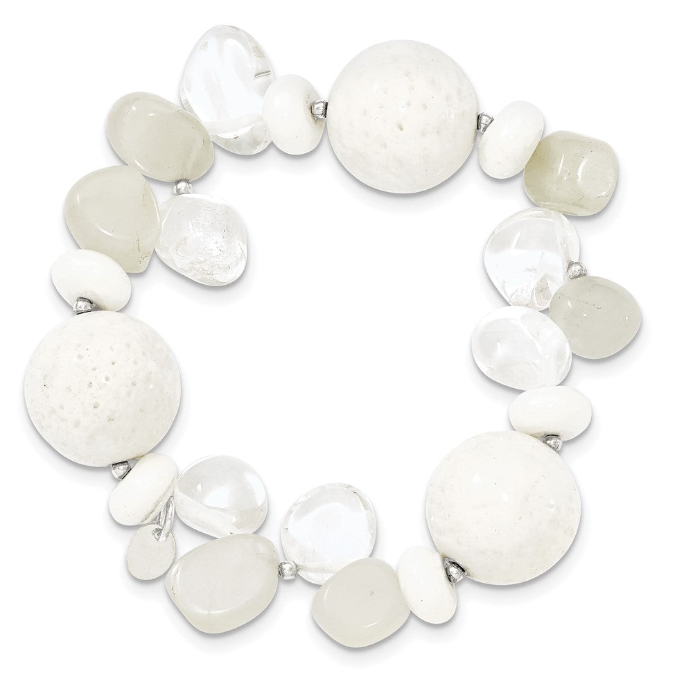 Sterlingsilber Coral/jade/moonstone/rock Quarz Dehnbar Armband