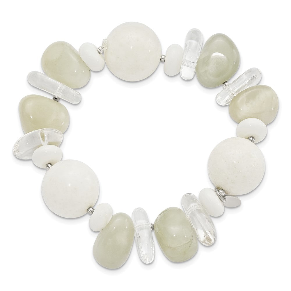 Sterlingsilber Coral/jade/moonstone/rock Quarz Dehnbar Armband