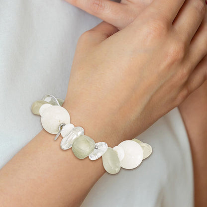 Sterlingsilber Coral/jade/moonstone/rock Quarz Dehnbar Armband