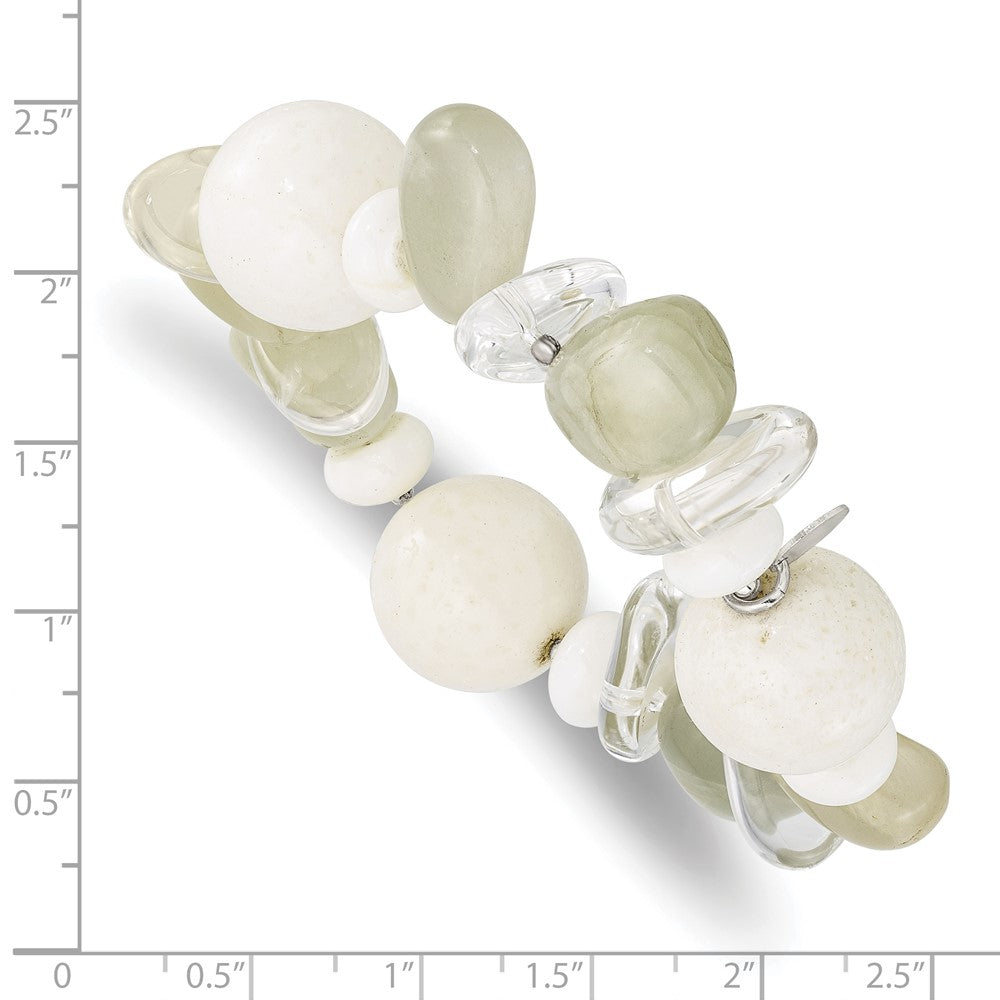 Sterlingsilber Coral/jade/moonstone/rock Quarz Dehnbar Armband