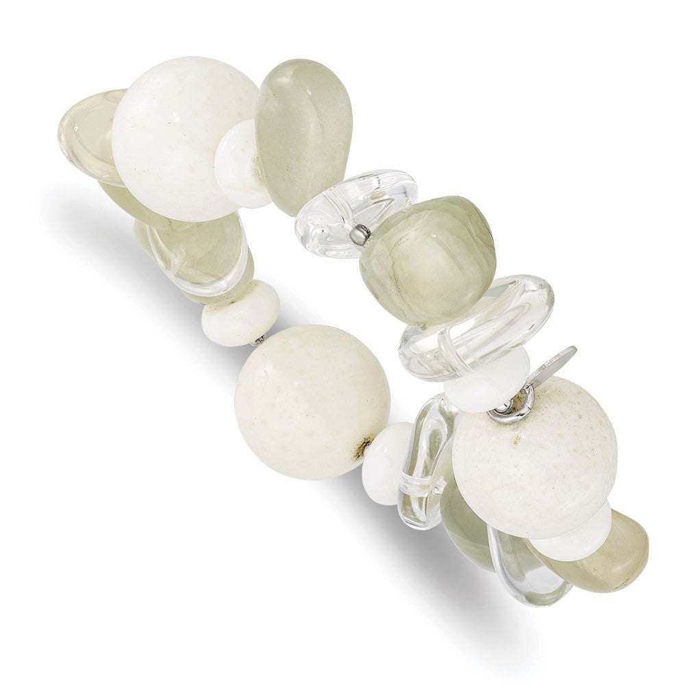 Sterlingsilber Coral/jade/moonstone/rock Quarz Dehnbar Armband