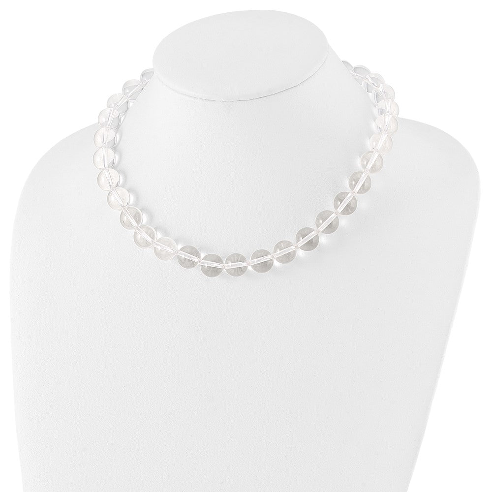 Sterlingsilber 12-12.5mm Smooth Gekugelt Klar Kristall Halskette