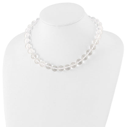 Sterlingsilber 12-12.5mm Smooth Gekugelt Klar Kristall Halskette